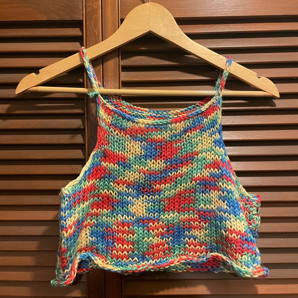 Hand-knit multi-color crop top